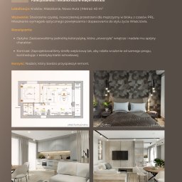 Anna Bartman - Z WNĘTRZA - Wizualizacja wnętrza mieszkania po metamorfozie: plan funkcjonalny, sypialnia z geometryczną tapetą, salon z aneksem kuchennym w jasnej tonacji. Nowoczesny design.