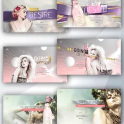 Kolaż sześciu projektów graficznych w Toruniu, prezentujących identyfikację wizualną marki Cosmopolitan Diva, z różnymi motywami i układami, w pastelowych kolorach.