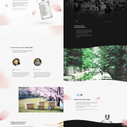 Stronit.pl - Projektowanie Stron Internetowych - Elegancki kolaż reklamowy japońskiego ginu Sakari Gin, prezentujący butelkę ginu, składniki, tradycje warzenia sake i krajobrazy Hyogo, Japonia.