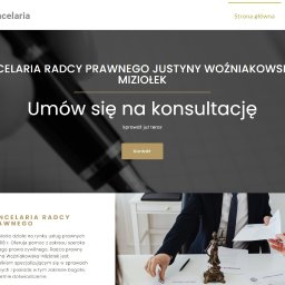 Projekt i wykonanie strony internetowej dla KANCELARII RADCY PRAWNEGO JUSTYNY WOŹNIAKOWSKIEJ-MIZIOŁEK - realizacja Zacznij Online