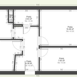 WYNAJMO SPÓŁKA Z OGRANICZONĄ ODPOWIEDZIALNOŚCIĄ - Plan mieszkania z wymiarami i powierzchnią poszczególnych pomieszczeń, prezentujący układ funkcjonalny z uwzględnieniem okien i drzwi.