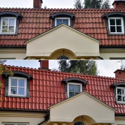 CLEAN HOUSE Dawid Zawiślak - Efekt przed/po myciu dachówki ceramicznej pod Warszawą
