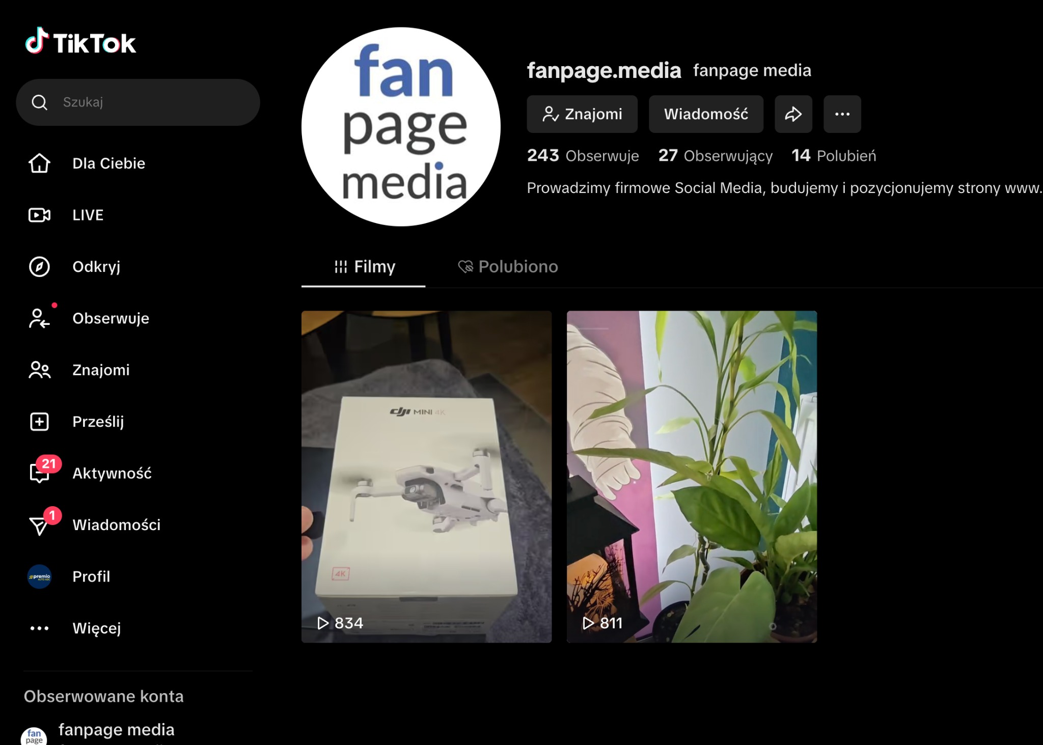 Prowadzimy fanpage na TikTok
