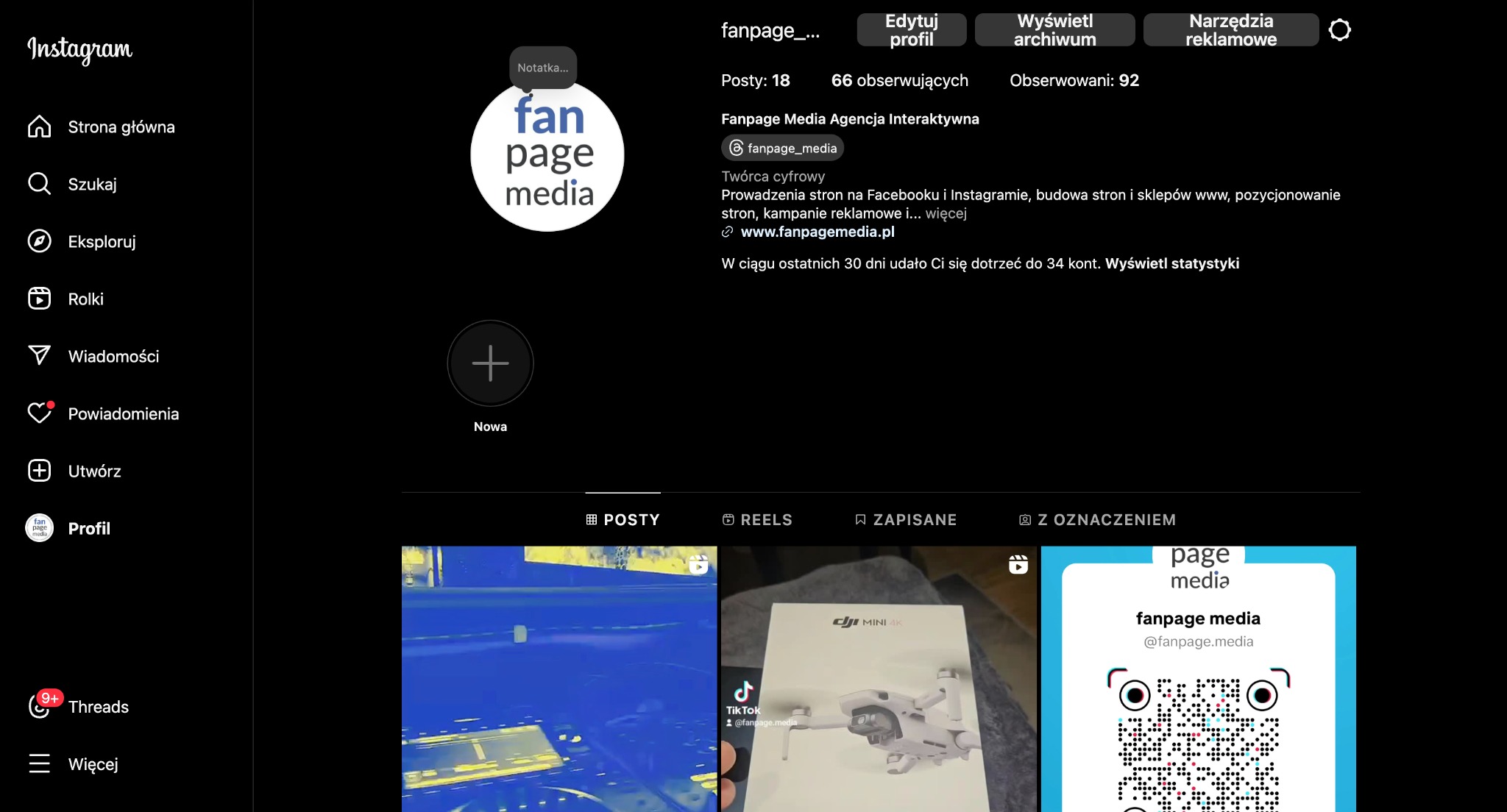 Prowadzimy fanpage na Instagram