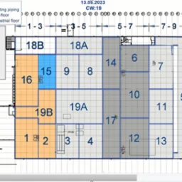 wizualizacja harmonogramu na rzucie