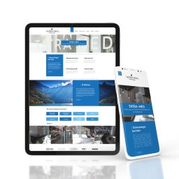 emtestudio - Responsywna strona internetowa kliniki stomatologicznej Tatra-Med wyświetlana na tablecie i smartfonie, prezentująca nowoczesny design i czytelne menu nawigacyjne.