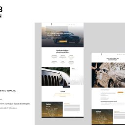 Kabetani Studio Beata Jarek - Projekt strony internetowej firmy RB Auto Detailing z Wodzisławia Śląskiego, prezentujący usługi auto detailingu i zabezpieczenia lakieru, z widocznymi elementami strony głównej, sekcji 'O firmie'...