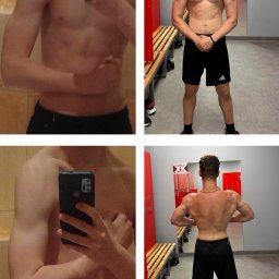 Łukasz, mój 15-letni podopieczny, przeszedł imponującą przemianę w ciągu ostatniego roku. Naszym celem była przede wszystkim poprawa masy mięśniowej oraz siły, co udało się zrealizować z dużym sukcesem. 
