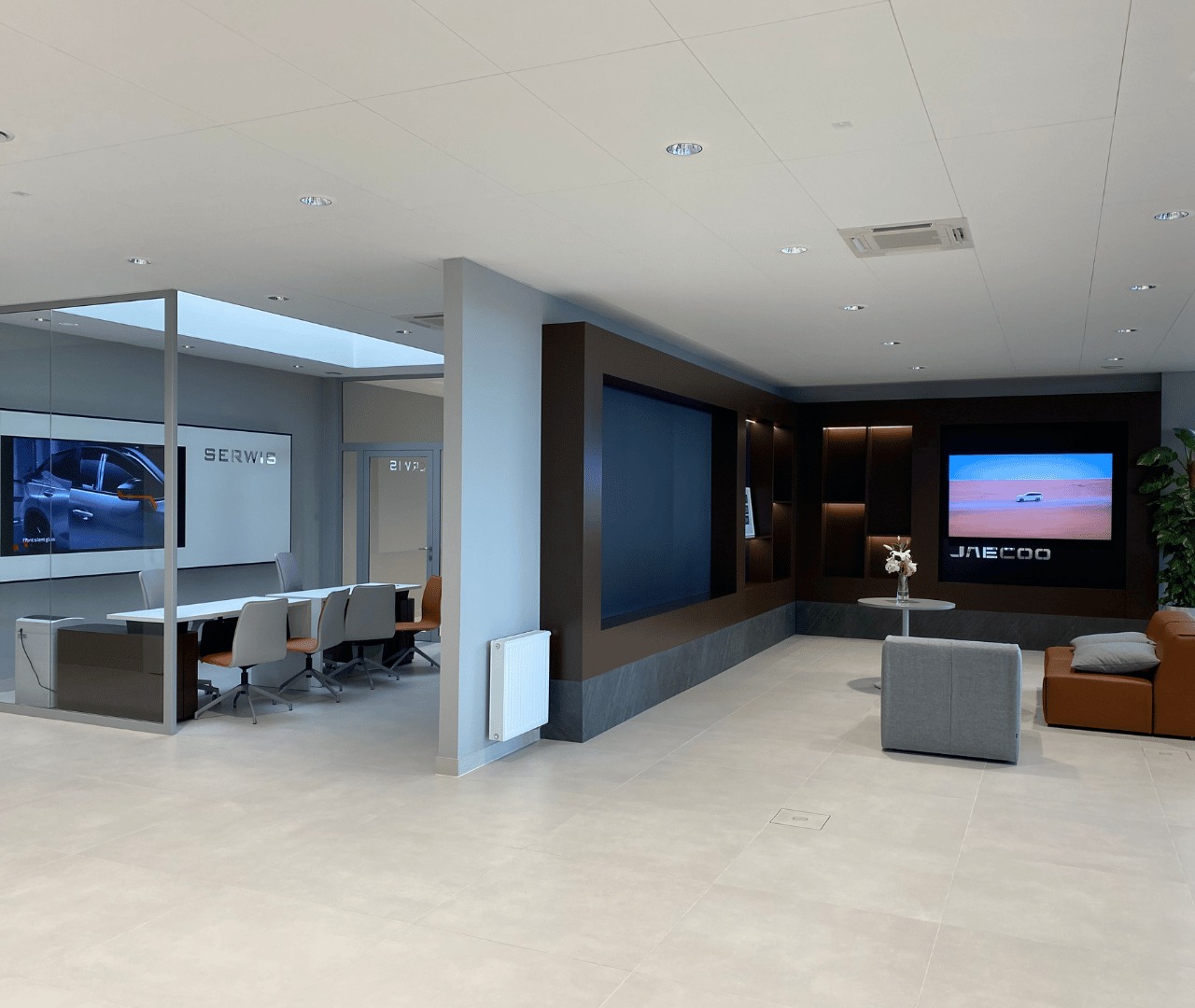 Strefa oczekiwania – komfortowe miejsce z nowoczesnym designem i wbudowanym systemem oświetlenia.