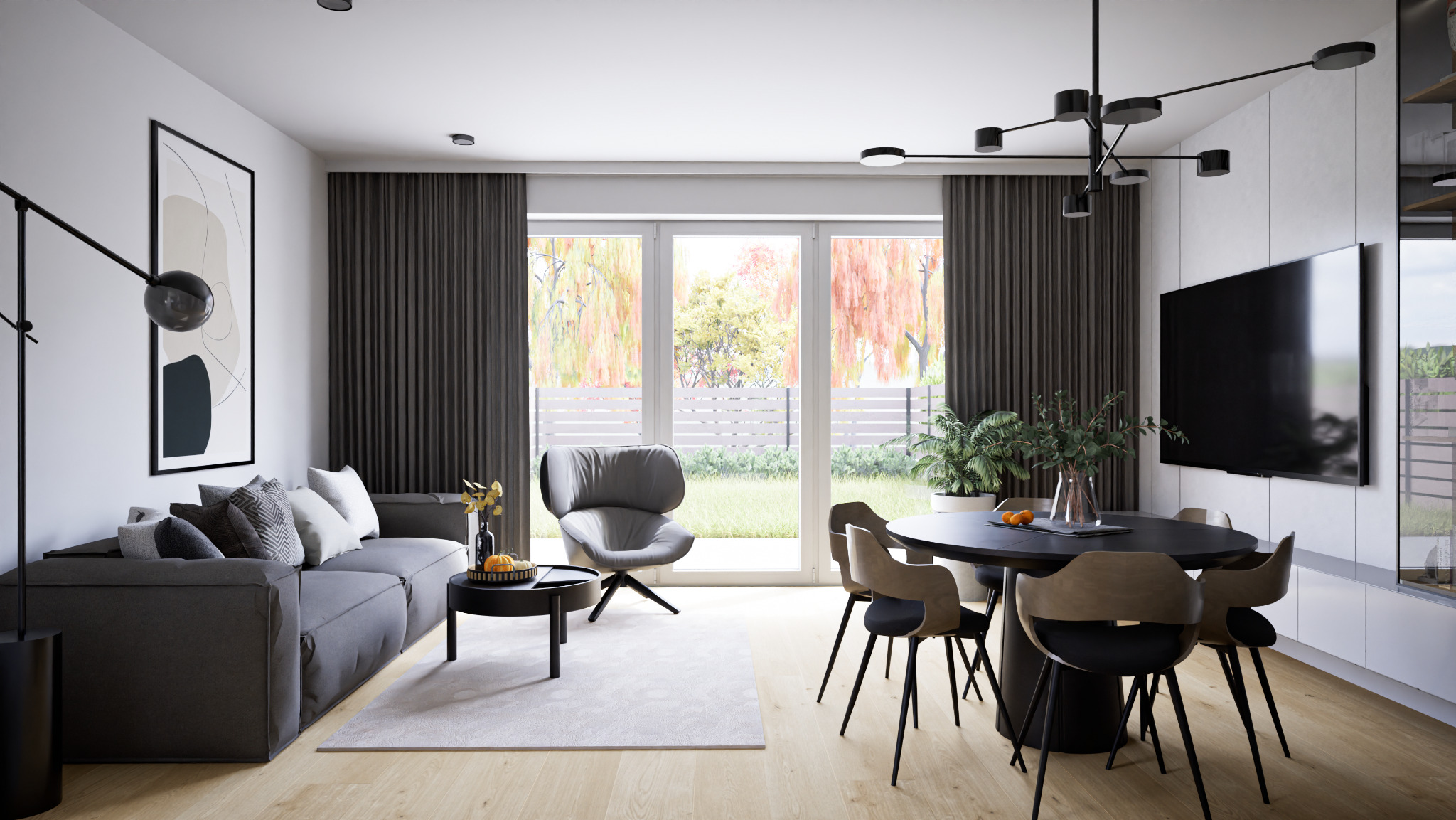 Projekt wnętrz domu w zabudowie szeregowej - salon