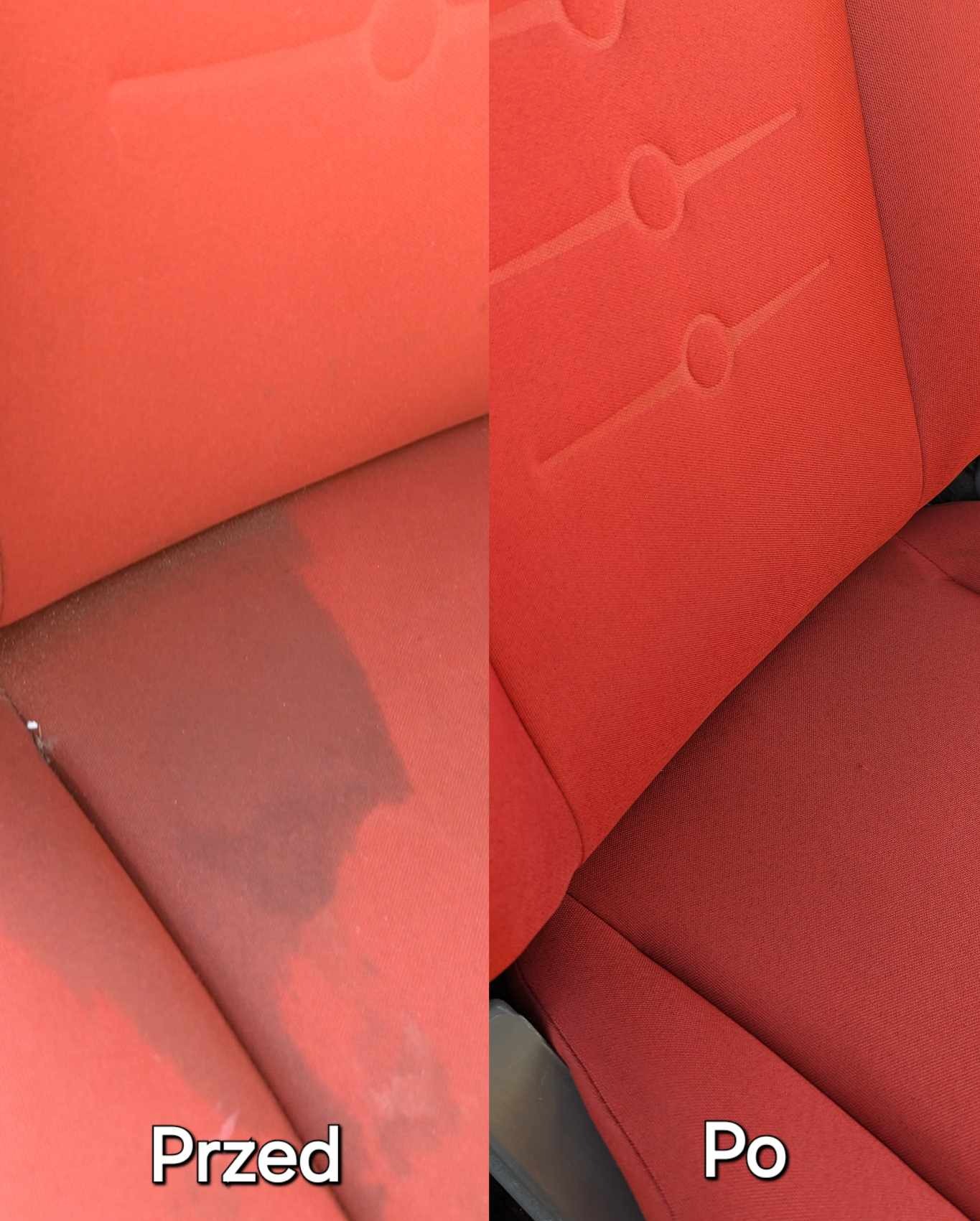 Plama z oleju na fotelu samochodowym