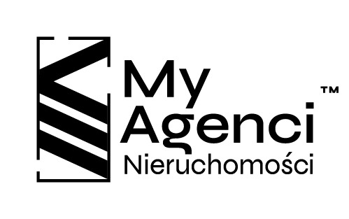 Logo firmy My Agenci Nieruchomości z symbolem graficznym po lewej stronie nazwy.