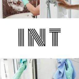 Wrocław: Kolaż czterech ujęć przedstawiających czyszczenie powierzchni wewnątrz pomieszczeń, w tym mycie płytek w kabinie prysznicowej, czyszczenie armatury oraz mycie ramy okiennej, z użyciem...