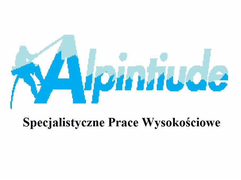 Logo firmy Alpinitude specjalizującej się w pracach wysokościowych, z sylwetką wspinacza wkomponowaną w literę A.