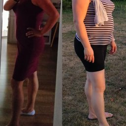 Kale Poradnia dietetyczna - Porównanie sylwetki kobiety przed i po zmianie diety, widoczne zmiany w figurze.