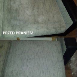 Silver Clean Maciej Borysławski - Tapicerowane siedzisko kanapy w ujęciu 'przed i po' czyszczeniu. Widoczne wyraźne różnice w wyglądzie tkaniny, z usuniętymi plamami i zabrudzeniami.