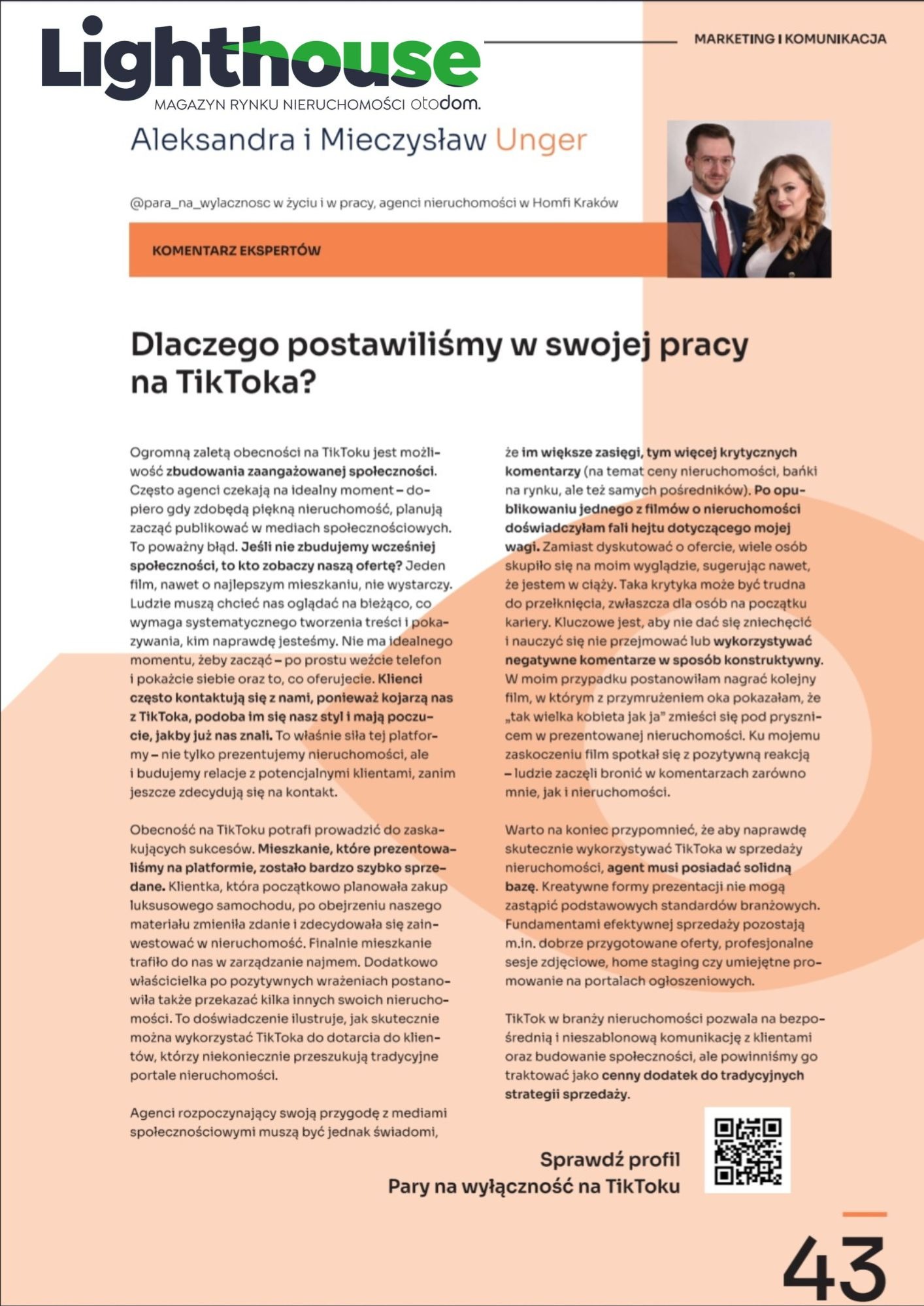 Artykuł ekspercki w magazynie Lighthouse OTODOM