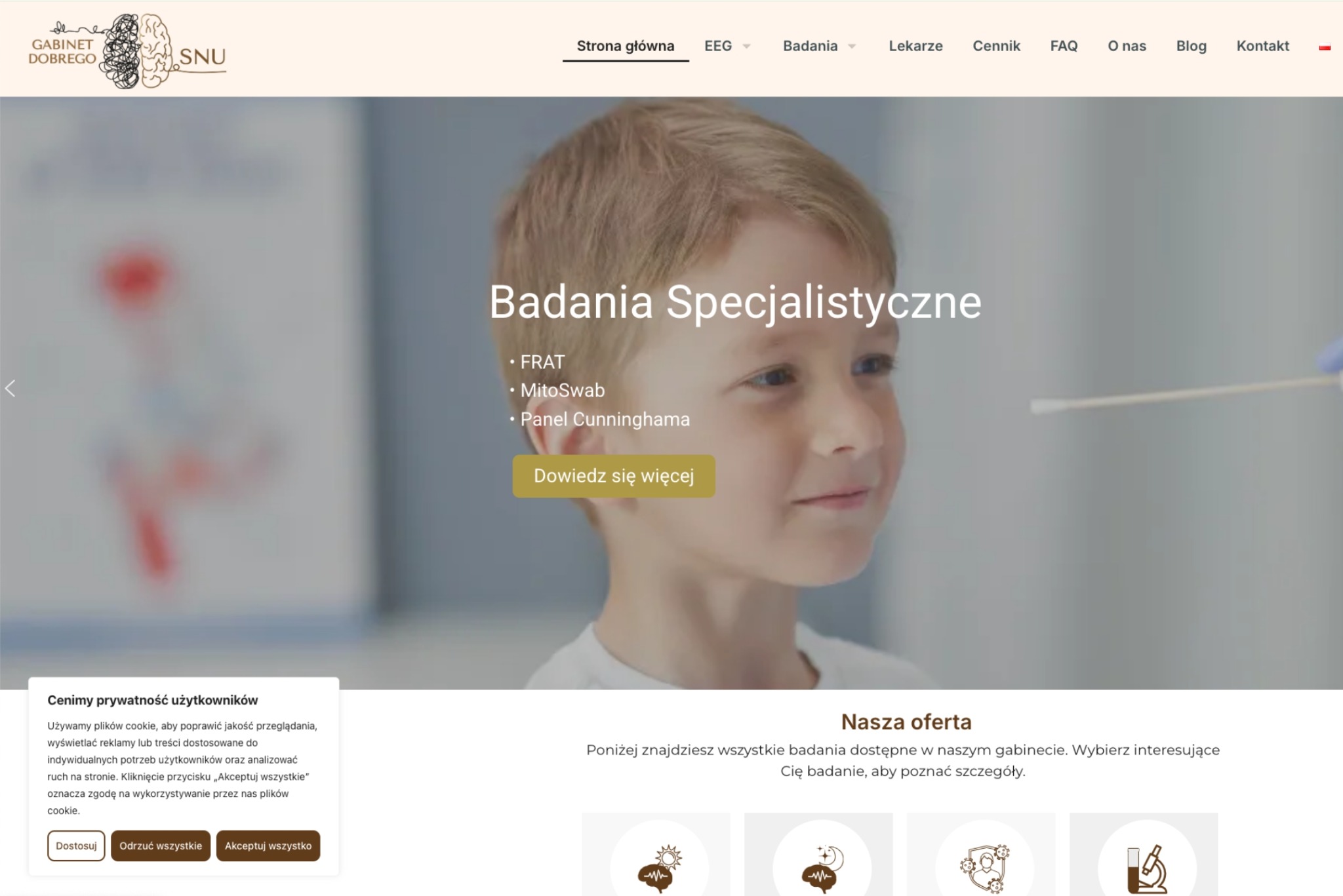 Przebudowa Strony WWW, Reklama Adwords - to pierwsze działania, które wykonaliśmy dla Gabinetu Dobrego Snu