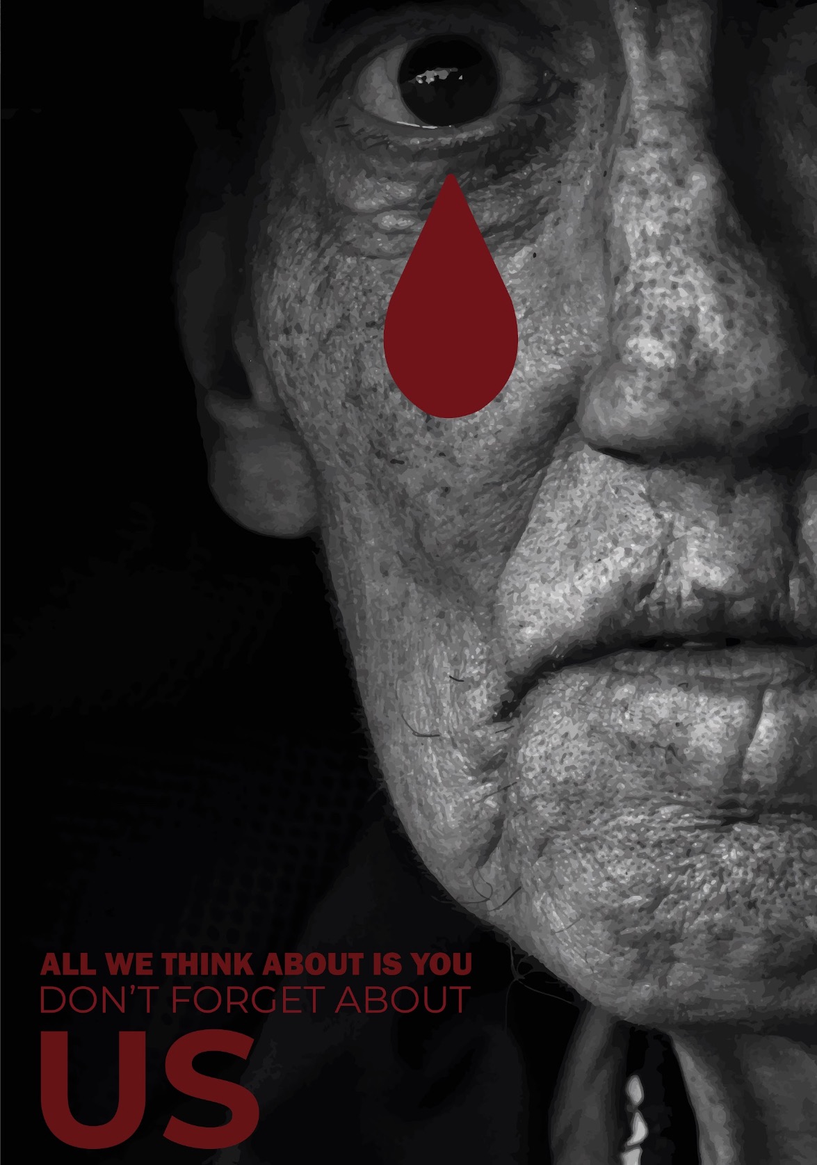 Plakat poruszający problem zaniedbania osób starszych.