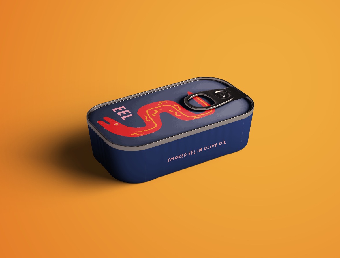 projekt puszki z serii konserwowanych ryb i owoców morza