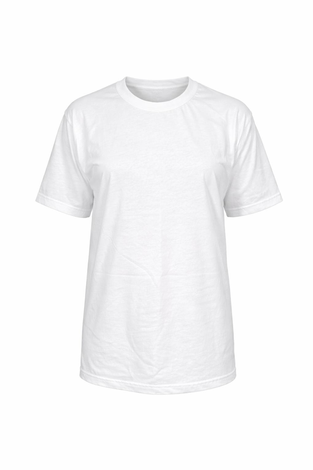 Biała, bawełniana koszulka z krótkim rękawem na białym tle. Prosty krój, okrągły dekolt. Idealna baza do nadruków lub haftów.