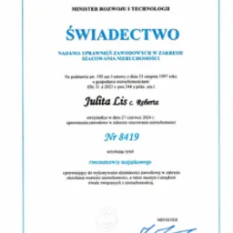 Świadectwo nadania uprawnień zawodowych