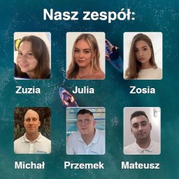 dobrzeplywaj.pl - Zdjęcie kolażowe przedstawiające portrety sześciu osób o imionach Zuzia, Julia, Zosia, Michał, Przemek i Mateusz, z których dwie osoby (Julia i Przemek) są sfotografowane w kontekście pływania...