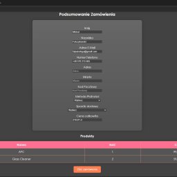MDS SOFTWARE SOLUTIONS GROUP SPÓŁKA Z OGRANICZONĄ ODPOWIEDZIALNOŚCIĄ - Zrzut ekranu strony internetowej z podsumowaniem zamówienia w sklepie internetowym, zawierający dane osobowe, adres, metodę płatności, sposób dostawy oraz listę produktów z cenami.