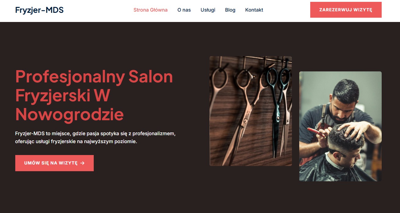 Strona internetowa salonu fryzjerskiego