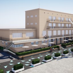 Architekt Marek Nodzyński - Wizualizacja terenu wokół Wydziału Nawigacyjnego przy ul. Jana Pawła w Gdyni.
