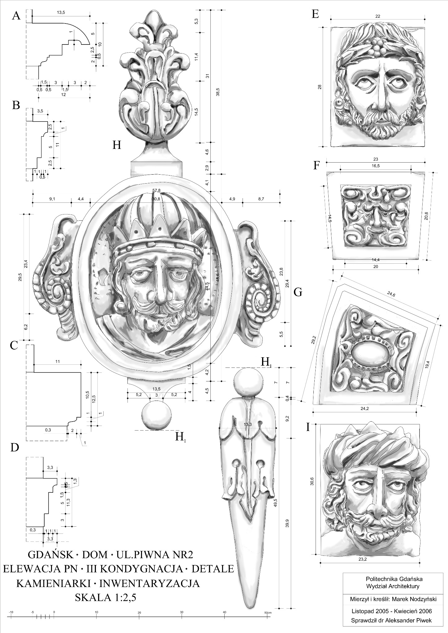 Inwentaryzacja kamienicy przy ulicy Piwnej w Gdańsku.
