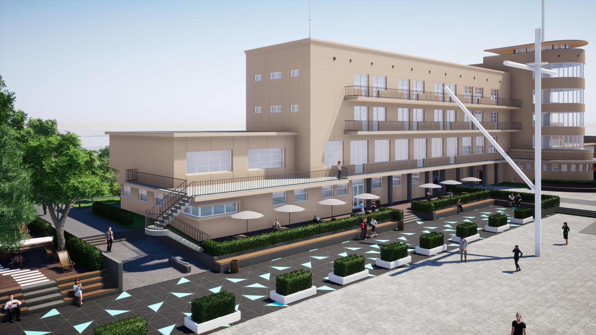 Wizualizacja terenu wokół Wydziału Nawigacyjnego przy ul. Jana Pawła w Gdyni.