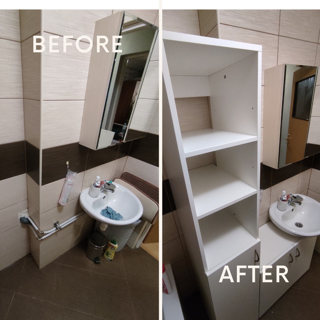 Adaptacja mebli i wykonanie zabudowy w łazience pod zamówienie specjalne