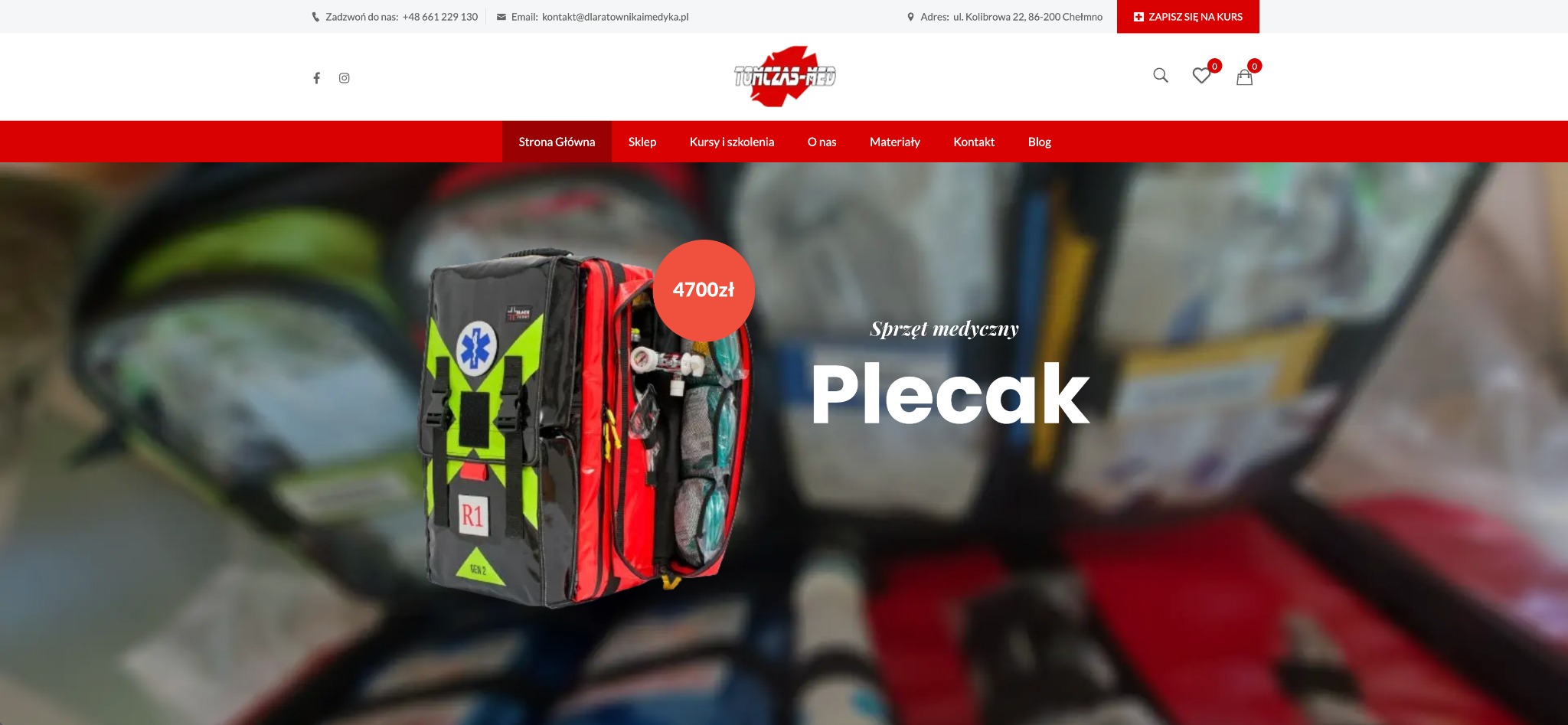 Strona internetowa ze sklepem oraz kursami dla firmy medycznej