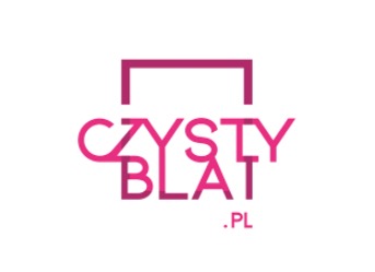 Różowe logo firmy 'Czysty Blat .PL' na białym tle.