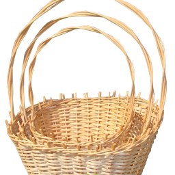 Wik-Pex - Zestaw trzech wiklinowych koszy o owalnym kształcie, ułożonych jeden w drugim, z widocznym logo producenta Wik-Pex w dolnym rogu.