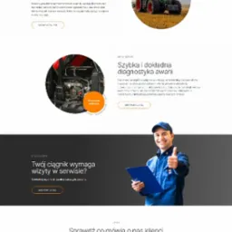 Projekt strony internetowej serwisu maszyn rolniczych z elementami mechaniki, hydrauliki, elektryki i elektroniki, prezentujący ofertę napraw i diagnostyki ciągników.