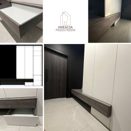 Nowoczesna szafa z akrylowymi frontami w białym macie, połączona z czernią i drewnem, prezentuje się obłędnie! Okucia oraz szuflady marki Blum zapewniają funkcjonalność i trwałość. To nasz kolejny projekt i wykonanie, które łączą styl z praktycznością!