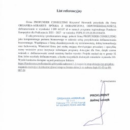 Referencje od firmy Organika-Agrarius, Przemyśl