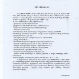 PROFUNDER CONSULTING Krzysztof Hawranik - Referencje klienta potwierdzające sukces w pozyskaniu 92 218 zł wsparcia z Funduszy Europejskich i opracowaniu modelu biznesowego GOZ.