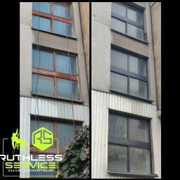 Jakub Nowicki Ruthless Service Usługi Alpinistyczne Prace Wysokościowe - Będzin konserwacja okien, wymiana parapetów, mycie okien w raz z montażem kolców i malowaniem ram okiennych.