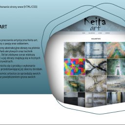 Kasia Skrobotowicz - Prezentacja strony internetowej artystki z Opola, Keita Art, z galerią abstrakcyjnych obrazów akrylowych na płótnie, widoczna sekcja 'Malarstwo' z miniaturami prac.