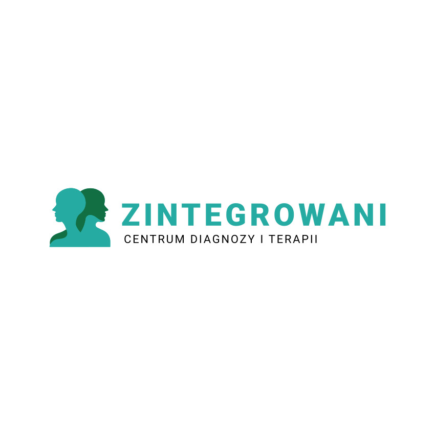 Logo firmy Zintegrowani Centrum Diagnozy i Terapii z dwoma profilami głowy w odcieniach zieleni.