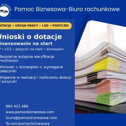 Dotacje i finansowanie na start: PUP (Urząd Pracy), LGD oraz pożyczki na start. Zrobimy weryfikację, przygotujemy wniosek + biznesplan i pomożemy w rozliczeniu. Zadzwoń: 884 421 486.