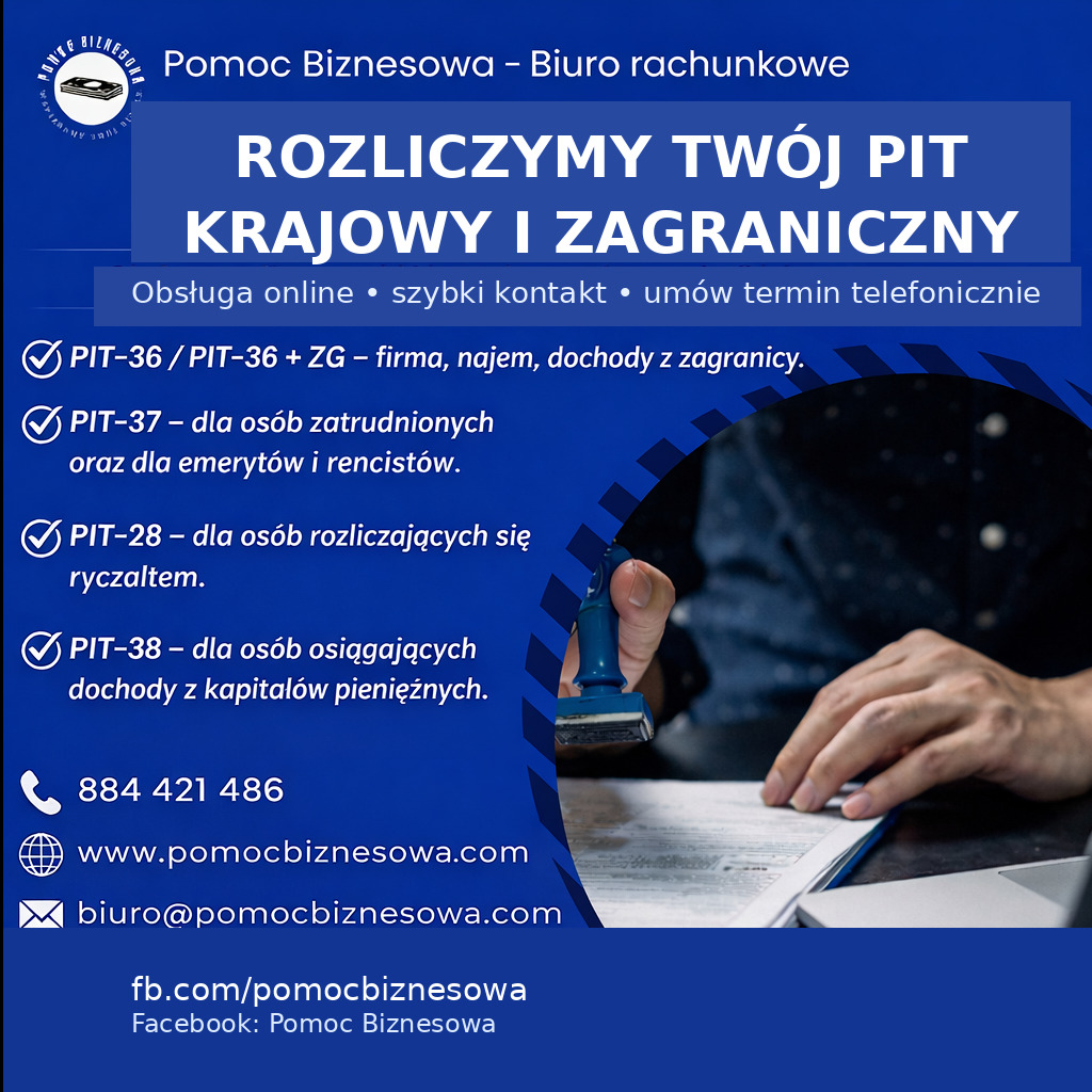 PIT dla JDG i osób pracujących za granicą. Sprawdzimy ulgi, dopilnujemy terminów, przygotujemy rozliczenie.