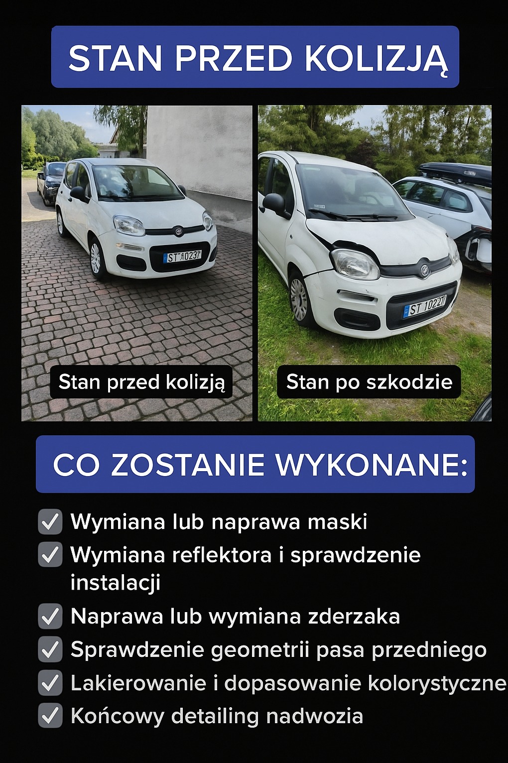 Naprawy bezgotówkowe Blacharstwo i lakiernictwo Wynajem z OC i AC