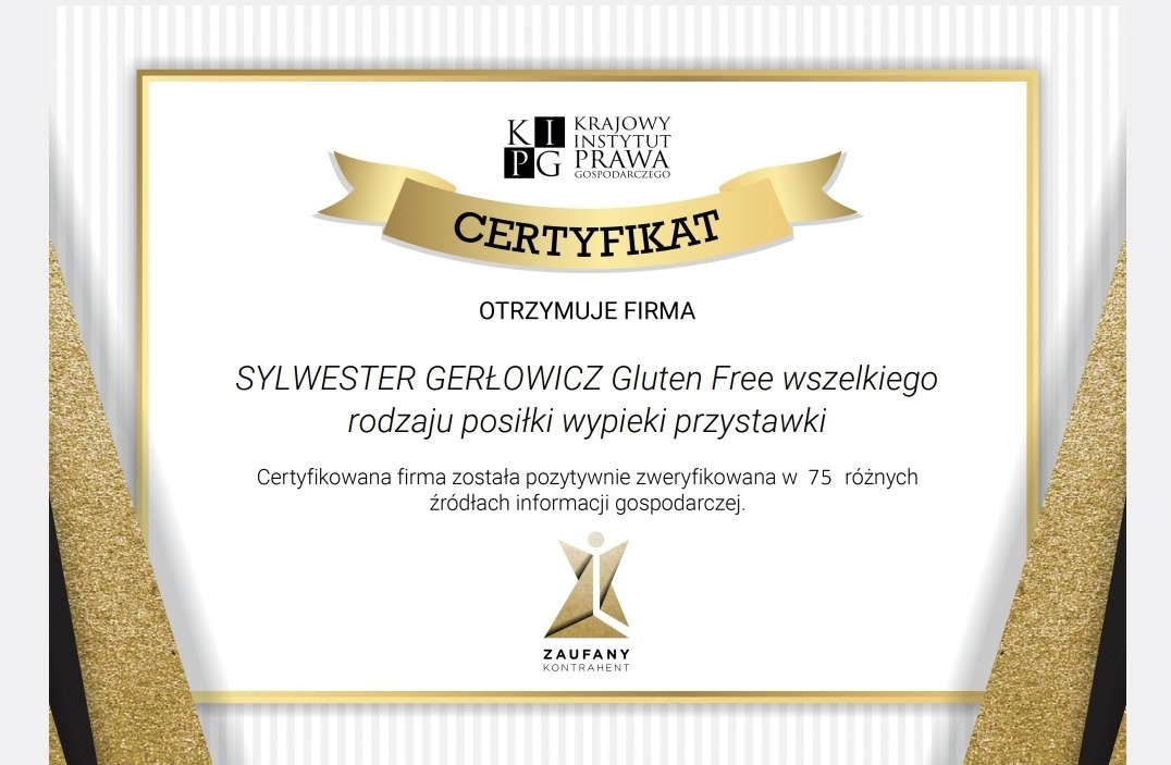 Certyfikat od Krajowego Instytu Prawa Gospodarczego 
