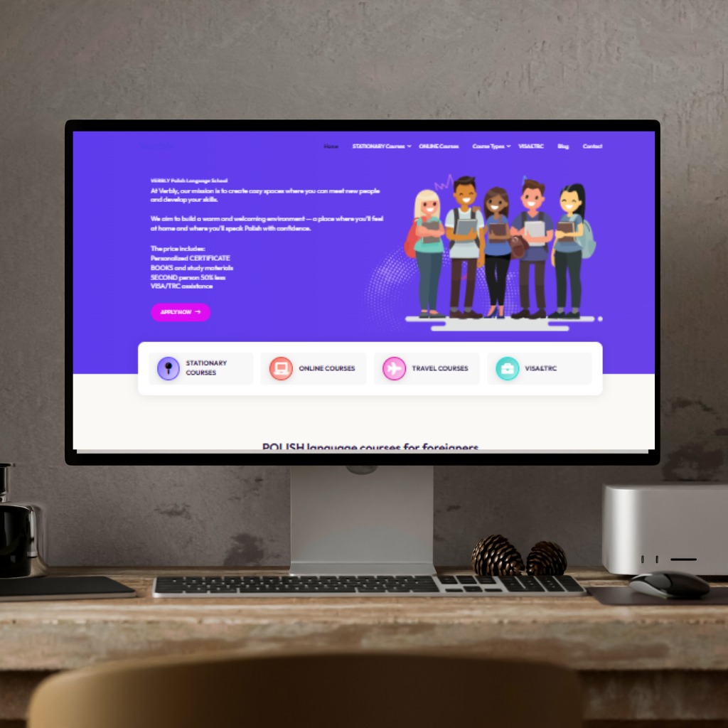 Strona Internetowa dla firmy zajmującej się szkolnictwem z języków obcych.
