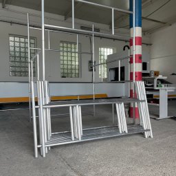 EVOLASER SPÓŁKA Z OGRANICZONĄ ODPOWIEDZIALNOŚCIĄ - Rusztowanie aluminiowe, idealne dla ekip remontowych. Waga ramki 4,3 kg, max obciążenie 340 kg,