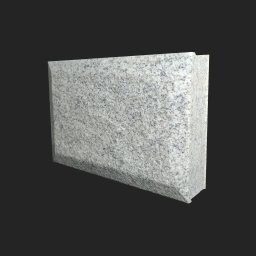 Piecyk - Drelinkiewicz Adam - Fragment parapetu z jasnego, szarego konglomeratu, o wyraźnej strukturze, sfotografowany na jednolitym, ciemnym tle.